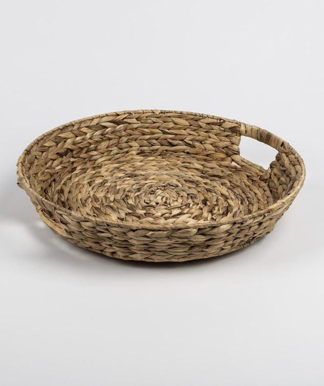 Bandeja Redonda de Fibra Natural Com Alça cod 004331 45cm x8cm