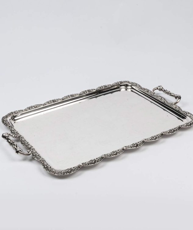 Bandeja Retangular C Alça E Borda Trabalhada Grande cod 004136 55cm x 40 cm x 4 cm