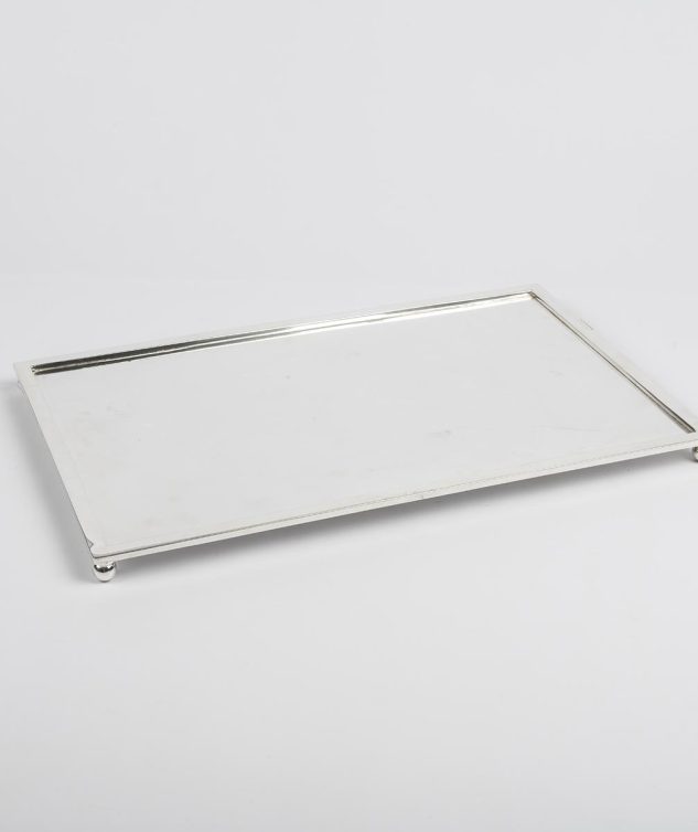 Bandeja Retângular Chapada Com Pé de Bola cod 005674 46cm x 29,5cm x 2,5cm