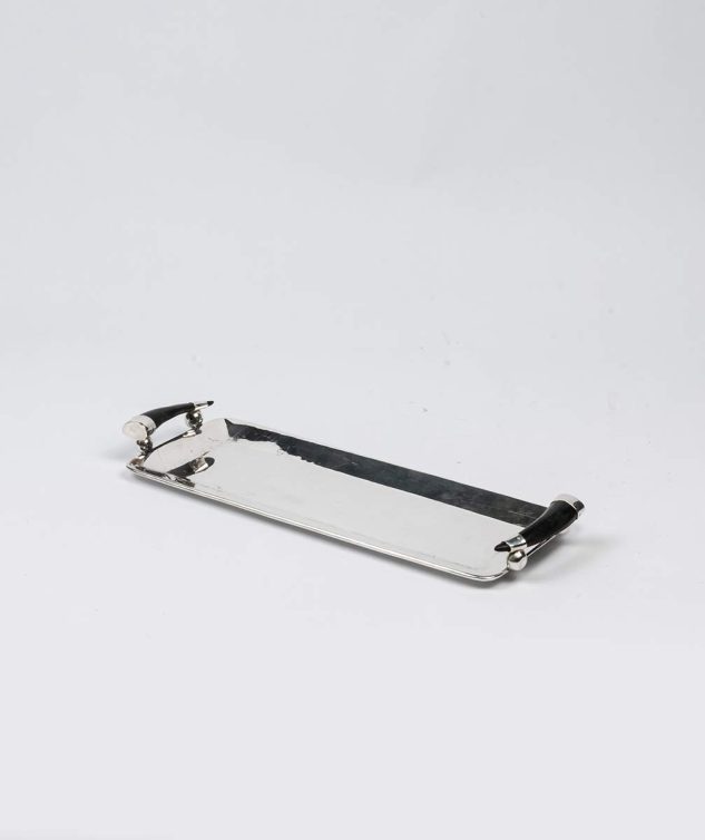 Bandeja Retângular com Alça de Chifre Preto P cod 005523 40cm x 16cm x 1cm