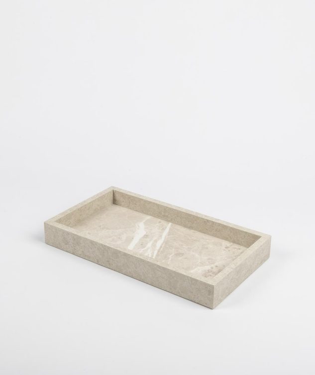 Bandeja Retangular com Rebaixo Interno Travertino cod 007836 37,5cm x20,5cm x5cm