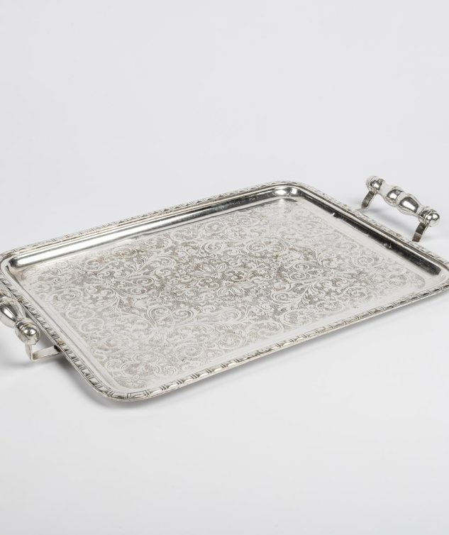 Bandeja Retangular de Alça Com Fundo Trabalhado cod 004460 41cm x 31cm x 1cm