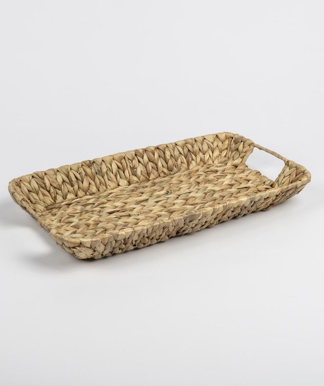 Bandeja Retângular de Fibra Natural com Alça cod 004332 46cm x 25cm x 4,5cm