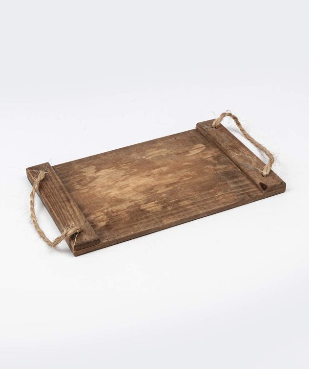 Bandeja Retangular de Madeira Com Alça De Corda G cod 007668 35cm x23cm x1cm
