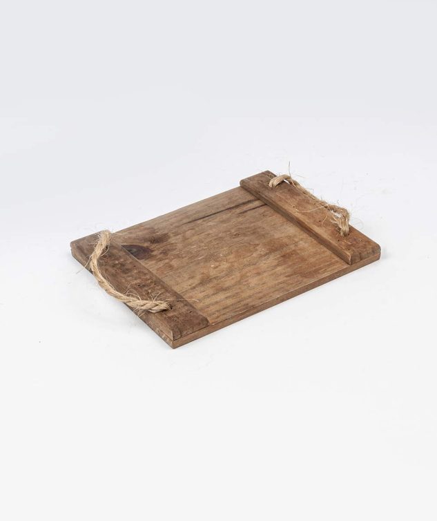 Bandeja Retangular de Madeira Com Alça De Corda P cod 007669 25cm x20cm x1cm