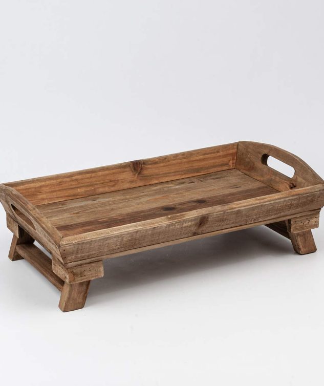 Bandeja Retângular de Madeira com Pé G cod 005494 54cm x 31cm x 16cm
