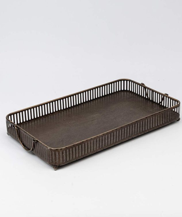 Bandeja de Metal Gradeada Bronze G cod 005505 50cm x28cm x7cm