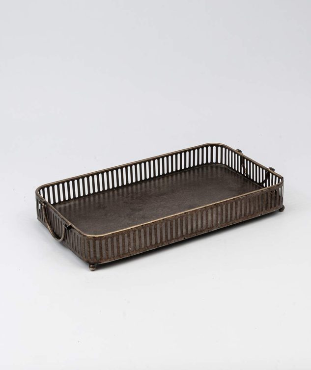 Bandeja de Metal Gradeada Bronze M cod 005543 41cm x23cm x3cm