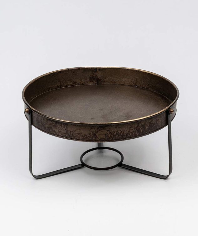 Bandeja de Metal Redonda com Pé Funda Bronze G cod 005544 40cm x20cm