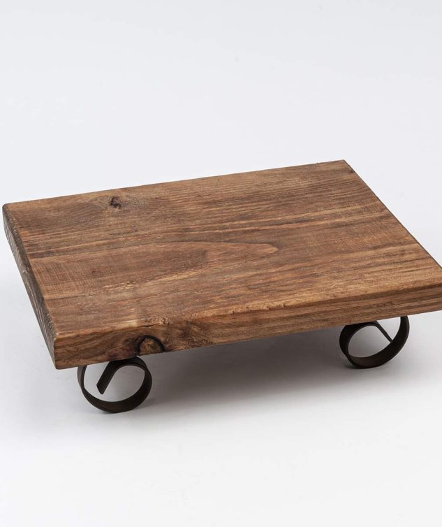 Banqueta Retangular de Mesa De Madeira Com Pé De Ferro cod 007679 35cm x27cm x10cm