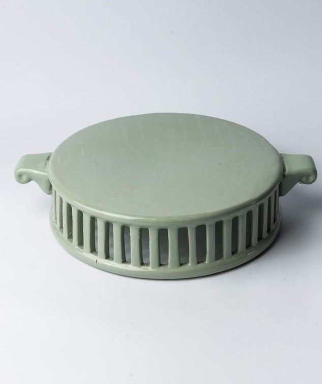 Boleira Redonda Gradeada França Celadon G cod 007934 30cm x9cm