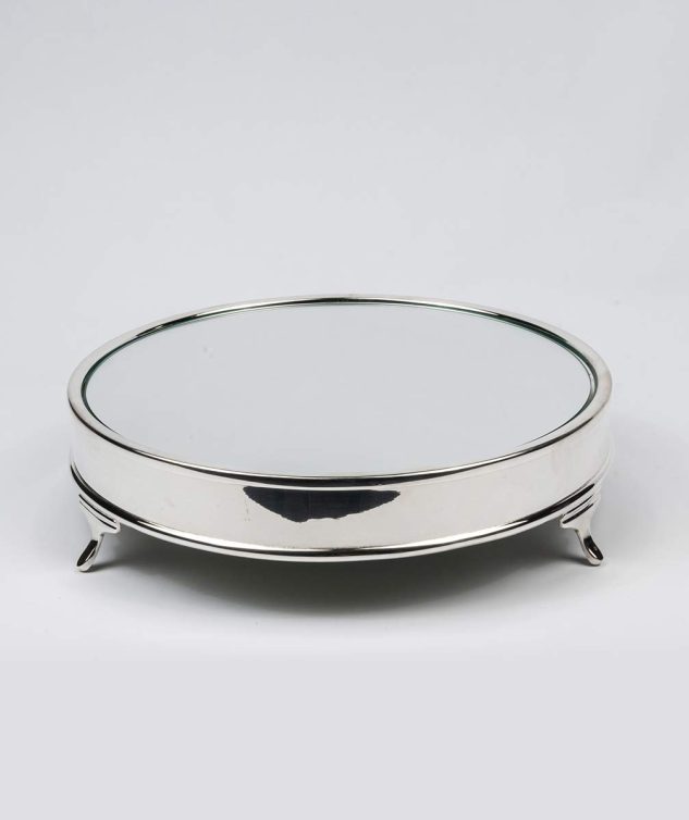 Boleira Redonda Lisa de Prata com Espelho cod 159158 42cm x9cm