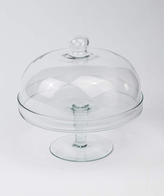 Boleira de vidro com Cloche G cod 005566 30cm x15cm com cloche 32cm