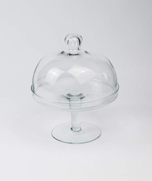 Boleira de vidro com Cloche M cod 005565 27cm x12cm com cloche 26cm