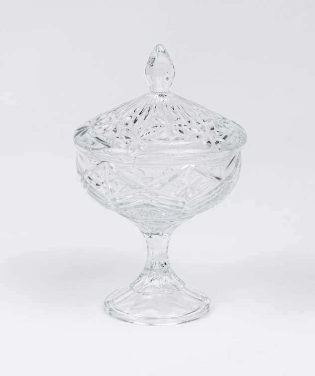 Bomboniere Redonda de Cristal com Pé cod 005294 14cm x22cm