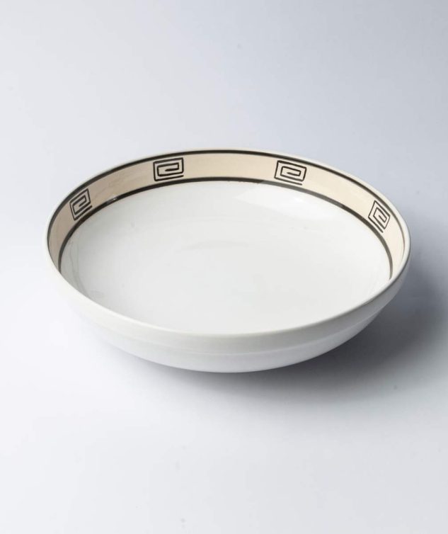 Bowl Redondo de Porcelana Branca Desenhado na Borda cod 005517 32cm x8cm