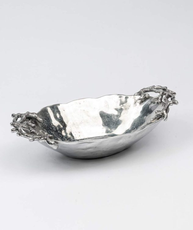 Bowl com Alça de Coral Fundo cod 004345 42cm x23cm x8,5cm