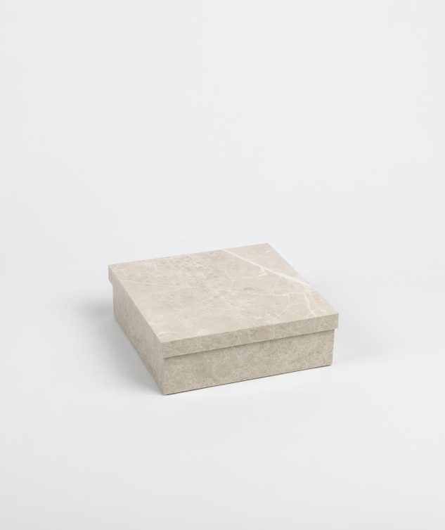 Caixa Quadrada Travertino M cod 007808 20,5cm x20,5cm x 6,5cm