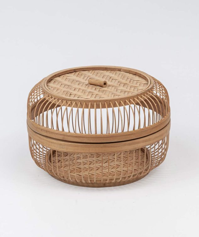 Caixa Redonda de Bambú G cod 007696 27cm x16cm