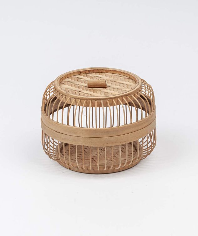 Caixa Redonda de Bambú P cod 007697 20cm x14cm