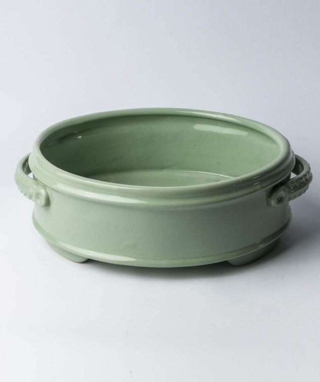 Floreira Oval Com Alça Celadon cod 007929 36cm x31cm x13cm