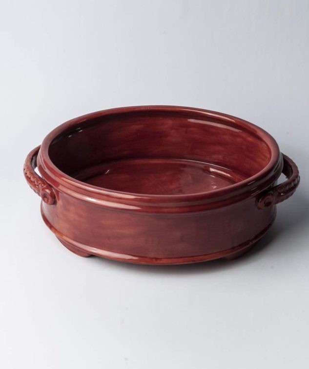 Floreira Oval Com Alça Goiaba cod 007941 36cm x31cm x13cm