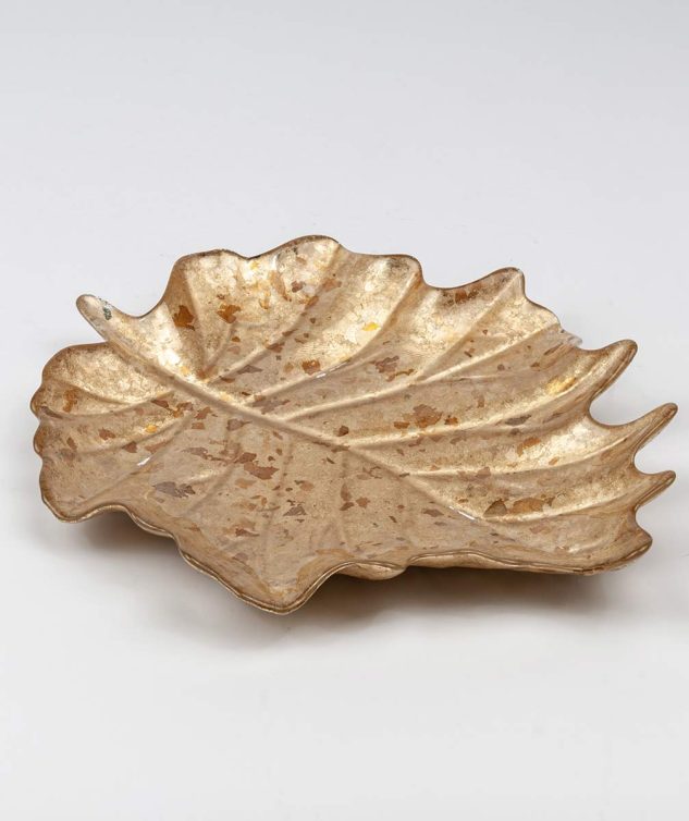 Folha De Vidro Dourado - cod 004528 - 36cm x29cm x5cm