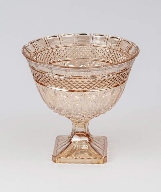 Fruteira Funda com Pé Quadrado Elise Âmbar - cod 006588 -26cm x25cm