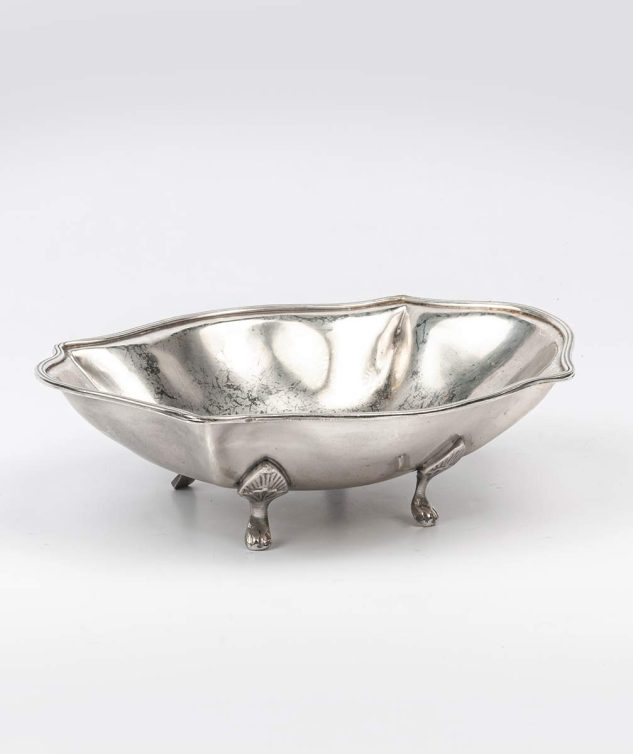 Fruteira Oval de Estanho com Pé P - cod 004971 - 28cm x 23cm x 8cm
