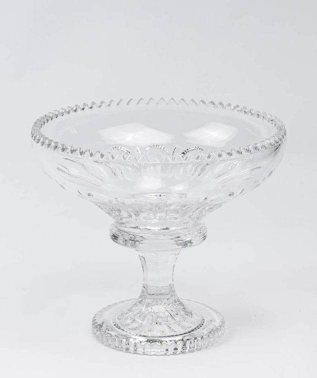 Fruteira Trabalhada Redonda de Vidro Pracaza com Pé - cod 008040 - 21cm x18cm