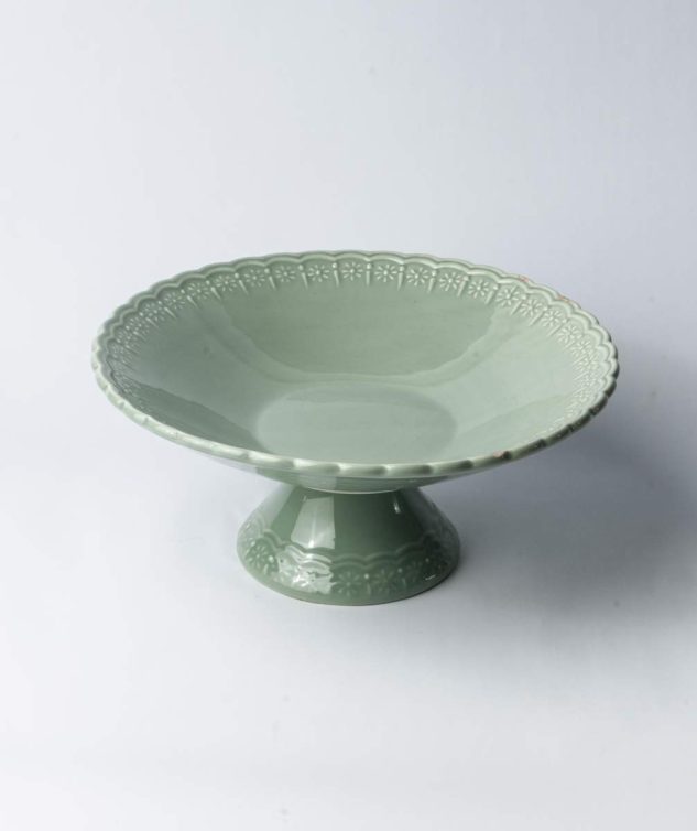 Fruteira Verde Celadon de Pé M cod 004549 33cm x15cm
