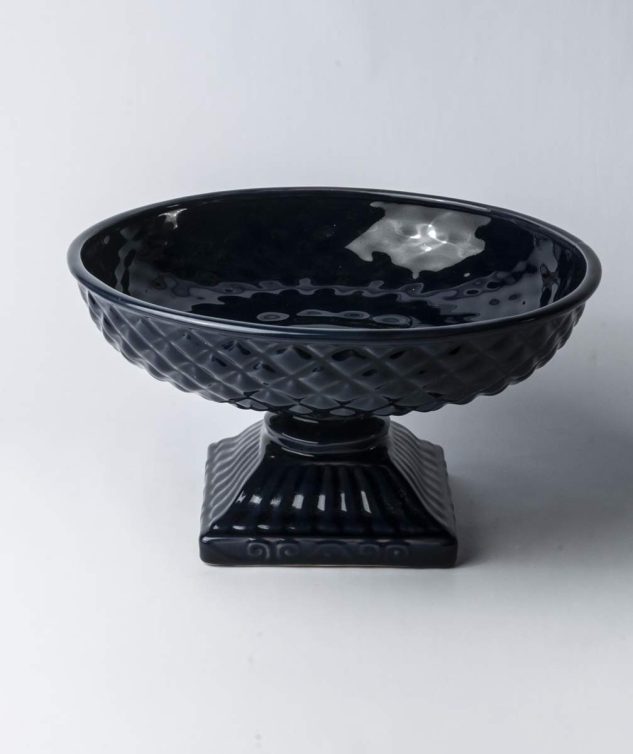 Fruteira com Pé Bico de Jaca Azul G cod 007938 35cm x18cm