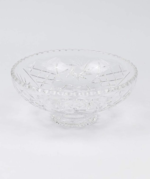 Fruteira de Cristal Redonda Funda com Desenho de Sol - cod 005407 -30cm x13cm