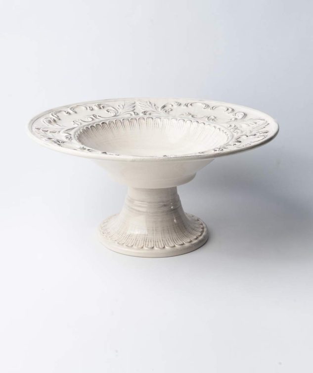 Fruteira de porcelana com Pé Provence cod 005659 37,5cm x 18,5cm