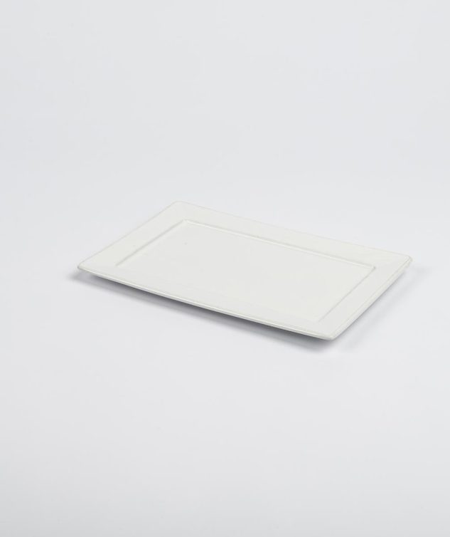 Mini Bandejinha Retangular de Porcelana Branca cod 007830 25,5cm x16cm x1,5cm