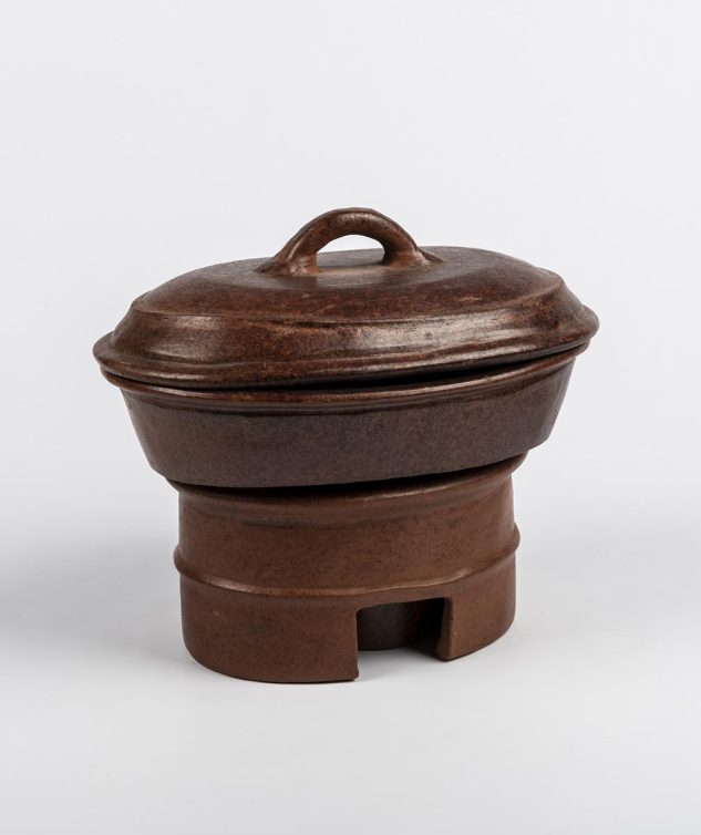 Panela Oval M de Barro com Rechaud cod 159679 30cm x 21cm x6cm