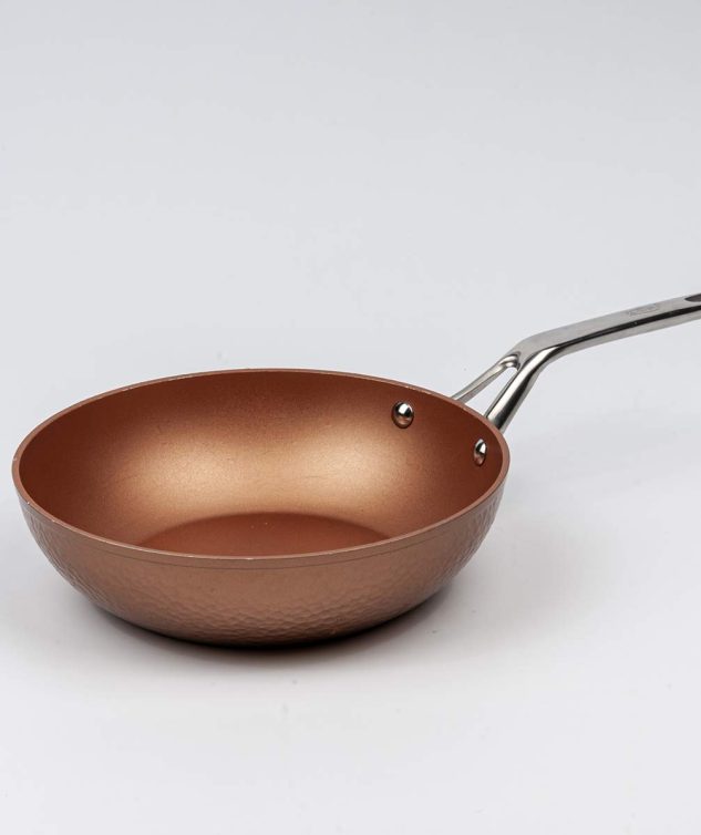Panela de Cobre Tipo Wok com Cabo Inox - cod 159147 - 28cm x7,5cm