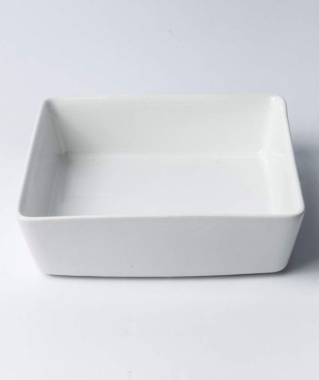 Pirex Quadrado de Porcelana Branca P cod 004212 21,5cm x21,5cm x7cm