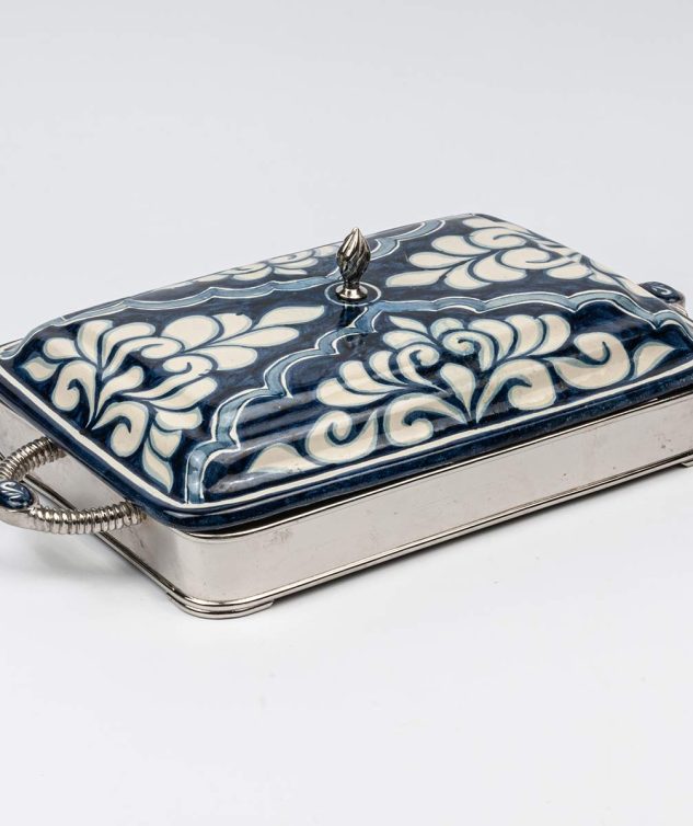 Porta Pirex Tampa de Porcelana Azul G - cod 005348 - 37cm x25cm x5,5cm
