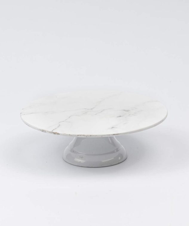 Prato Redondo Carrara Com Pé Melamina M - cod 007594 - 25cm x8cm