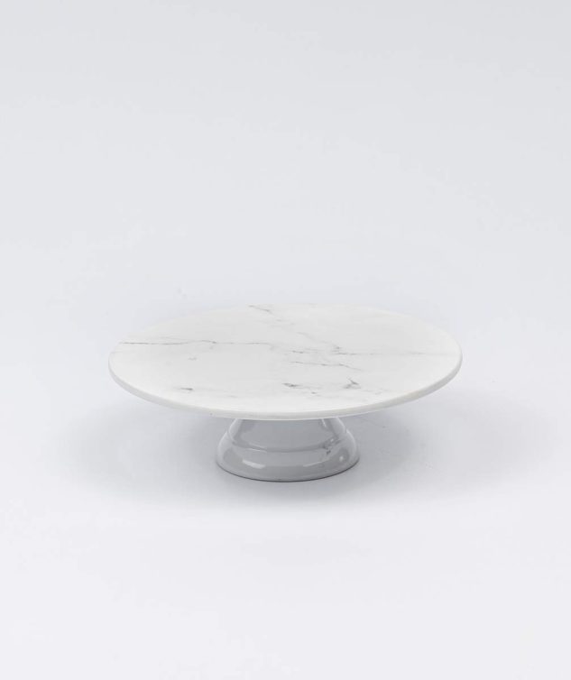 Prato Redondo Carrara Com Pé Melamina P - cod 007595 - 20cm x6cm