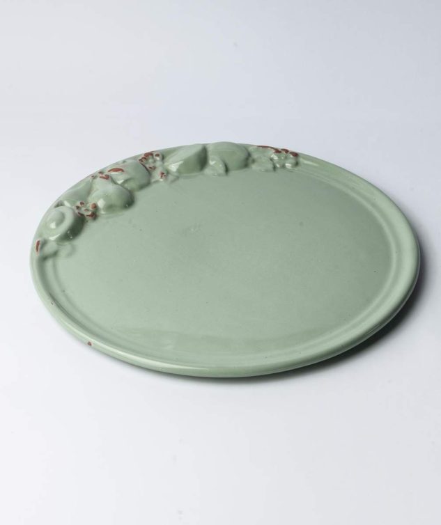 Prato Redondo Com Frutas Celadon cod 007930 38cm x2cm