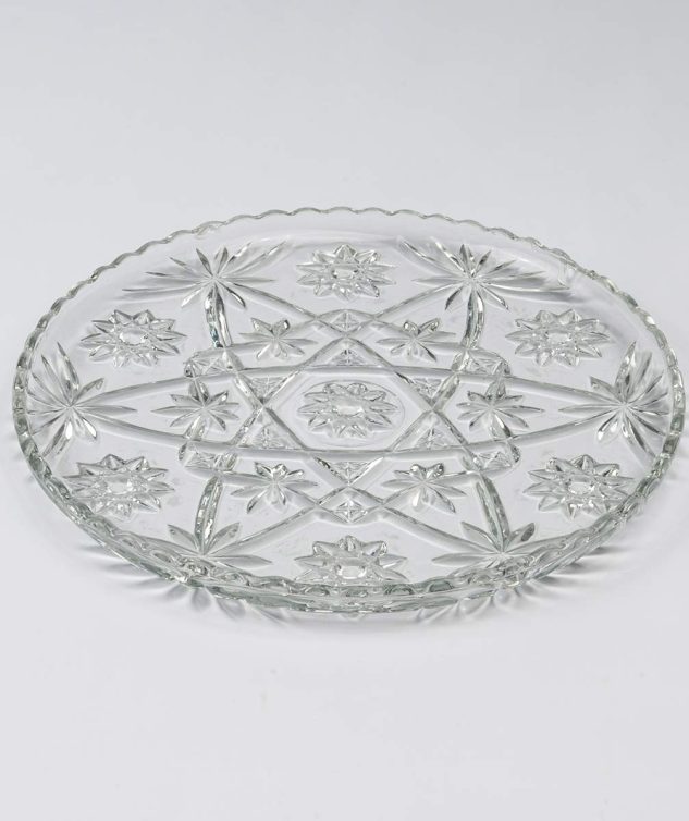 Prato Redondo de Cristal Margarida - cod 005747 - 28cm x2cm