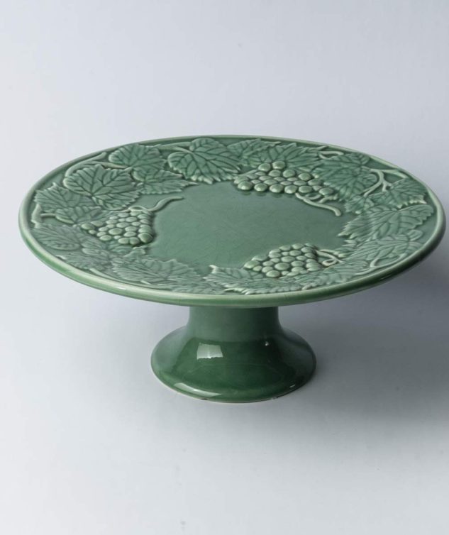 Prato de Bolo Com Pé Sommelier Verde G cod 007885 33cm x14cm