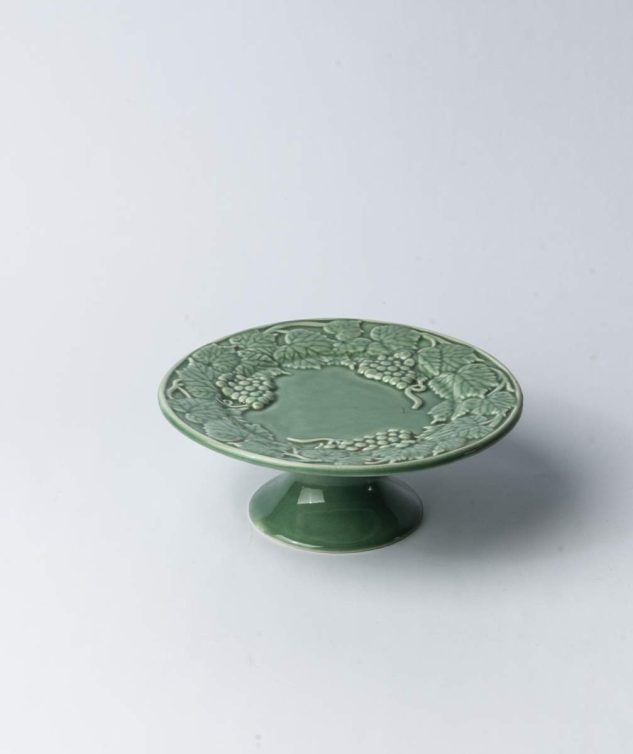 Prato de Bolo Com Pé Sommelier Verde P cod 004253 20cm x8cm