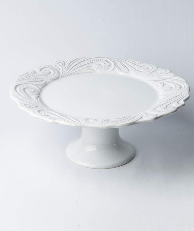 Prato de Bolo com Pé Ravelo Provence cod 007897 33cm x13,5cm