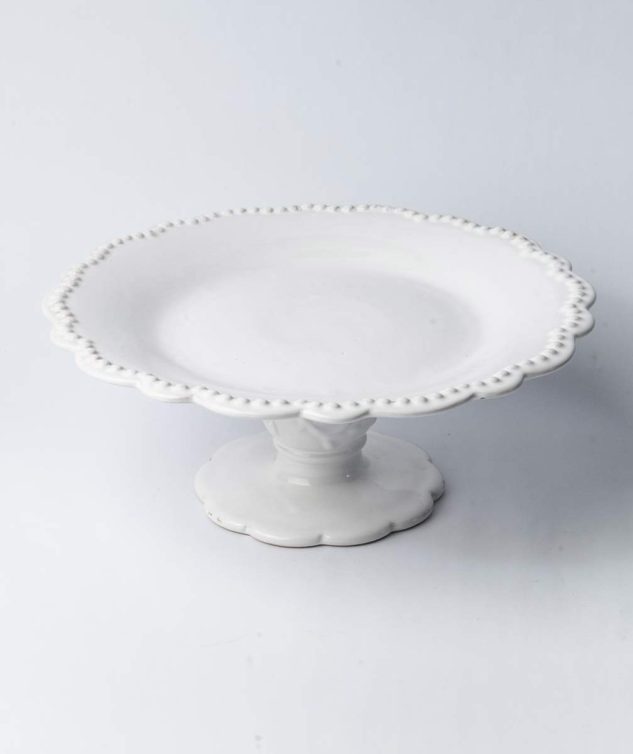 Prato de Bolo com e sem Pé Inglesa Branco G cod 158835 32cm x13cm
