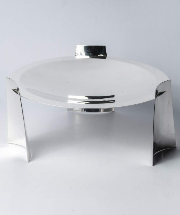 Prato de Bolo de Prata com 03 Pés Riva cod 005272 30cm x14cm