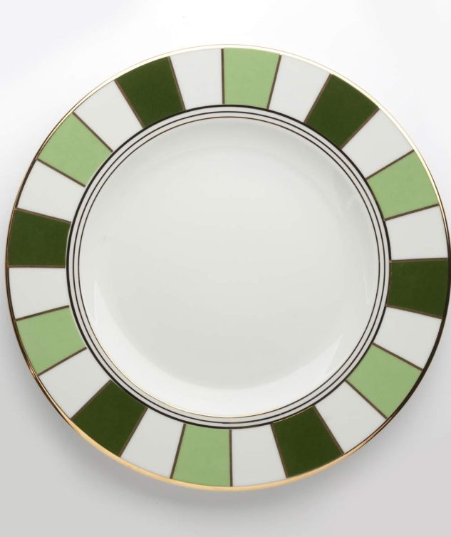 Prato de Mesa Frisos Verdes Ouro cod 159510 27cm