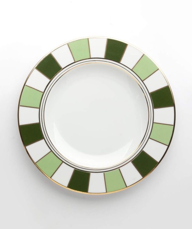 Prato de Sobremesa Frisos Verdes Ouro cod 159511 21cm